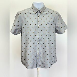 Original Penguin Men's gray with hamburger graphic print casual shirt size M